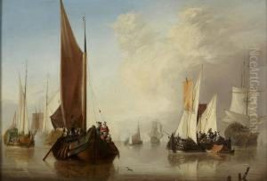 Calm Seas With Fishing Boats And Man-o-war