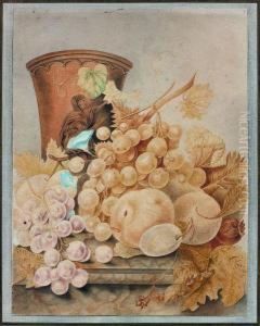 Jete De Fleurs - Nature Morte De Fruits. by Maria Margrita Van Os