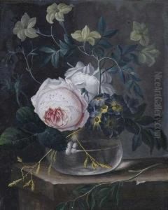 Twostill Lifes With Flowers. by Maria Margrita Van Os