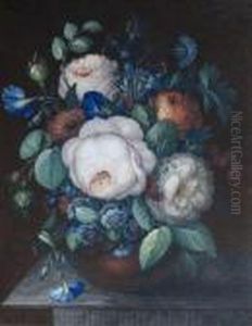 Aseries Of Three Flower Stil Lifes. by Maria Margrita Van Os