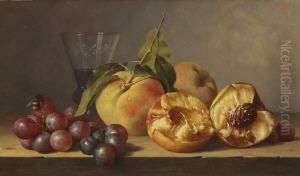 Stillleben Mit Pfirsichen, Trauben
Und Einem Weinglas by Maria Margrita Van Os