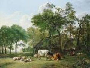 Waldlandschaft Mit Bauerund Vieh by Pieter Gerardus Van Os