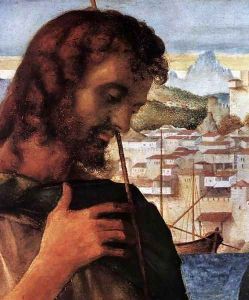 Madonna and Child with St John the Baptist and a Saint (detail) by Giovanni Bellini