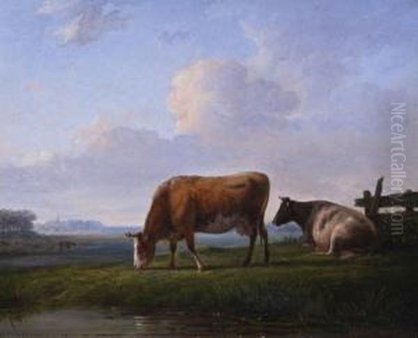 Grazing Cattle In A Polder Landscape - view 1