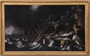 Marina In Tempesta Con Galeoni by Matthieu Van Plattenberg