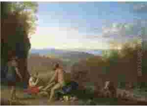 Mercury And Argus In A Landscape by Cornelis Van Poelenburch