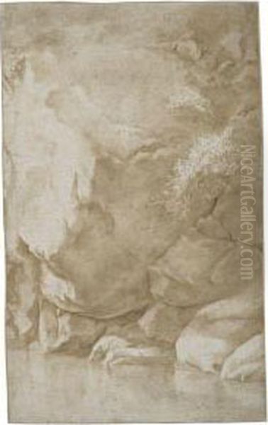 Study Of A River And Rocks - view 1