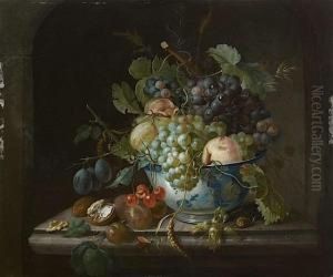 Nature Morte De Fruits Dans Une Coupe Wan-li Posee Sur Un Entablement