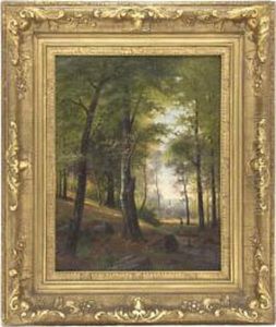 Boy Fishing In The Woods by Jacobus Johannes Van Poorten