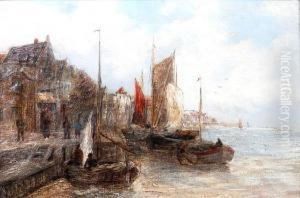 Harbour Scene by Jacobus Johannes Van Poorten