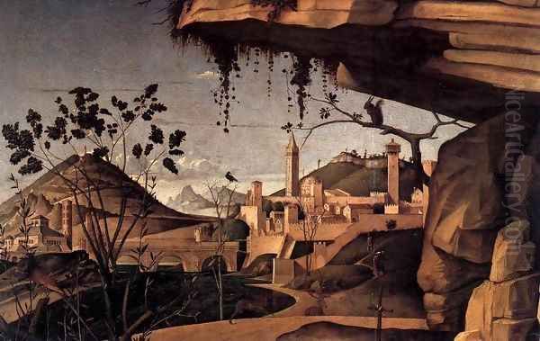 St Jerome Reading in the Countryside (detail) - view 1