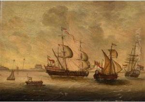 English Ships Near The Coast by Pieter Van Portengen