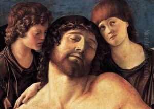 Dead Christ Supported by Two Angels (detail) 2 by Giovanni Bellini