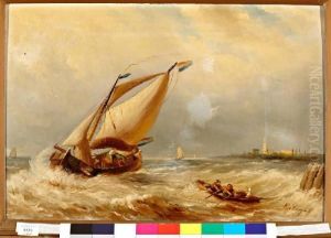 Vissersboten Voor De Hollandse Kust by Albert Jurardus van Prooijen
