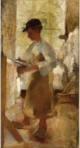 Young Workman At A Stretching Frame by Alexander Gerhard Anton Ridder Van Rappard
