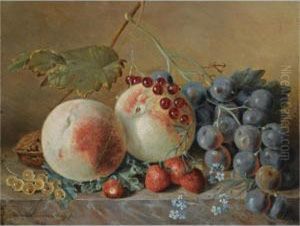 A Still Life With Grapes And Peaches