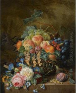 A Still Life With Fruit And Flowers