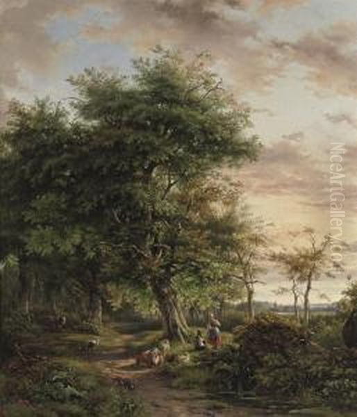 A Sheperd Couple Resting Under A Tree - view 1