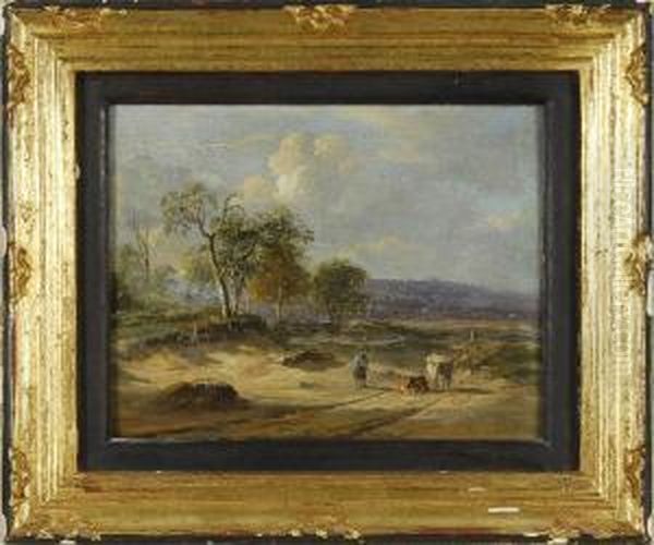 Figure And Cattle On A Path - view 1