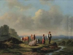 Landschap Met Koeien En Hoeder by Jan Van Ravensway