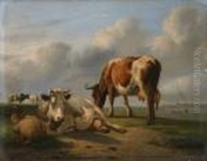 Liggende Koeien In Landschap by Jan Van Ravenswaay