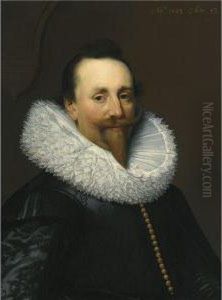 Portrait Of A Gentleman, Head And Shoulders, Wearing A Black Shirtand White Ruff by Jan Anthonisz Van Ravesteyn