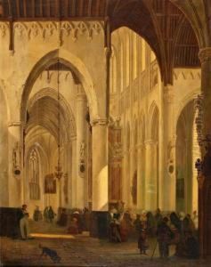 Figuren In Kerkbinnenste by Ignatius Josephus van Regemorter