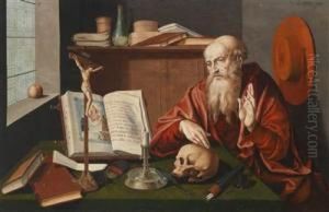 Saint Jerome In His Study by Marinus van Reymerswaele