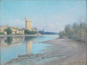Village En Bord De Riviere by Johannes Van Rhynnen