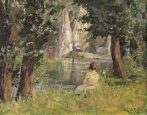 Meisje Aan De Oever by Willy Van Riet