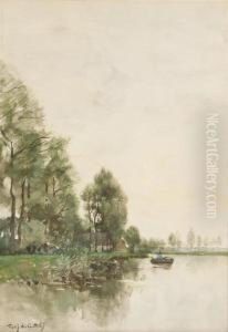 House By The Lake by Fredericus Jacobus Van Rossum Du Chattel