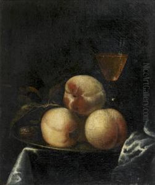 Nature Morte Aux Peches Et Au Verre De Vin - view 1