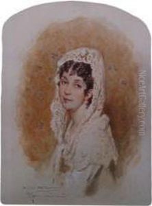 Portrait Of A Lady Wearing A White Veil by Horace Van Ruith
