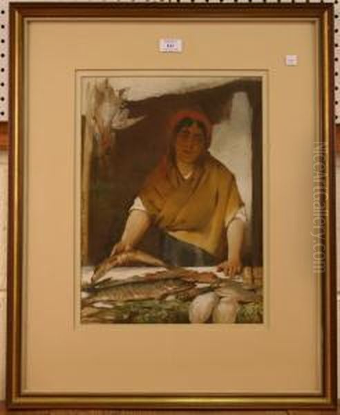 Half Length Portrait Of A Female Fishmonger - view 1