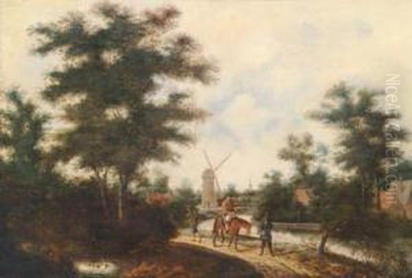 Umkreis Bewaldete Landschaft Mit Wanderern Und Einer Windmuhle - view 1