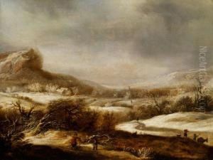 Winterlandschaft Mitfigurenstaffage by Dircksz Van Santfoordt