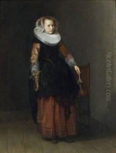 Portrait De Jeune Femme Tenant Un Gant by Dirck Verhaert