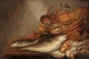 Still Life With Fish And Shellfish by Pieter Van Schaeyenborg