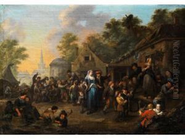 Burgerliches Festtreiben Vor Einer Schenke - view 1