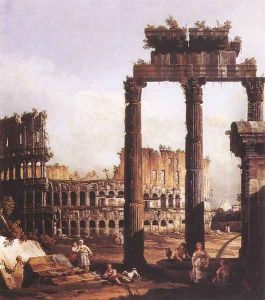 Capriccio with the Colosseum 1743-44 by Bernardo Bellotto