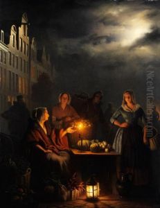 Nachtlicher Gemusemarkt Bei Kerzenlicht