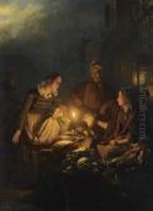 Moonlit Market In The Hague by Petrus van Schendel