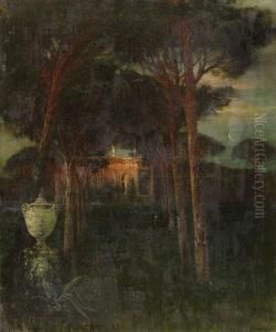 Sudlandische Parklandschaft Bei Mondschein. by Hans Fred. Emanuel Van Schennis