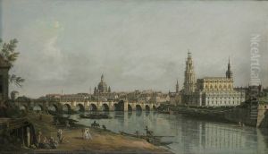 View of Dresden from the Right Bank of the Elbe with the Augustus Bridge 1748 by Bernardo Bellotto