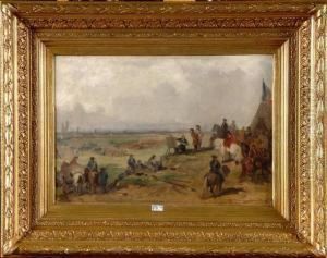 Le Peintre Sur La Champ De Bataille by Joseph Van Severdonck
