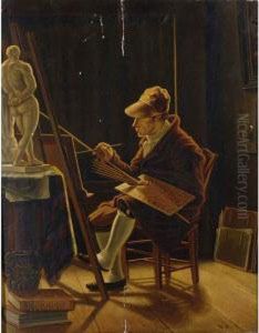 Self Portrait Of The Artist In His Studio by Karel Jakob Baar Van Slangenburgh