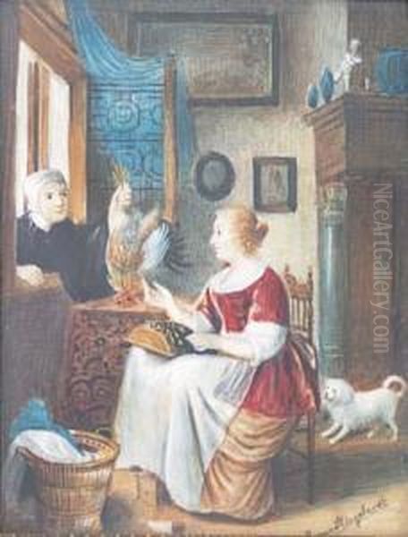 Scena D'interno Con Figure E Animali - view 1