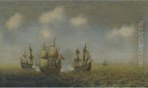 Dutch And Spanish Galleons In Choppy Seas