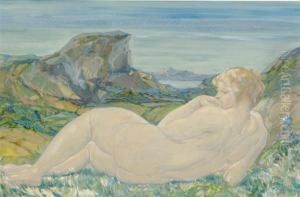 Reclining Nude In A Landscape; And A Companion Drawing Reclining Nude In A Landscape; And A Companion Drawing