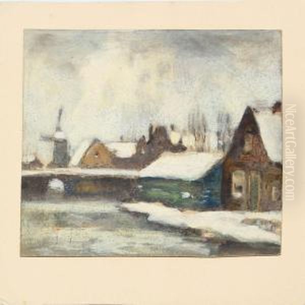 A Dutch Canal At Winter Time - view 1